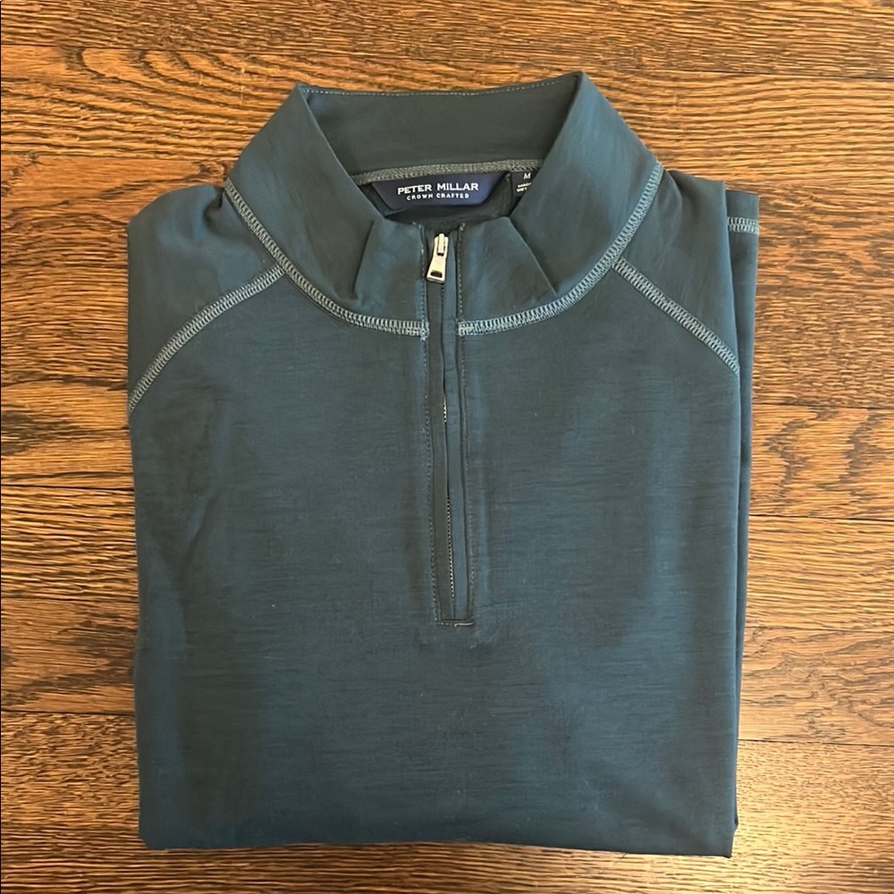 Peter Millar Men's Green Quarter-Zip Sweater